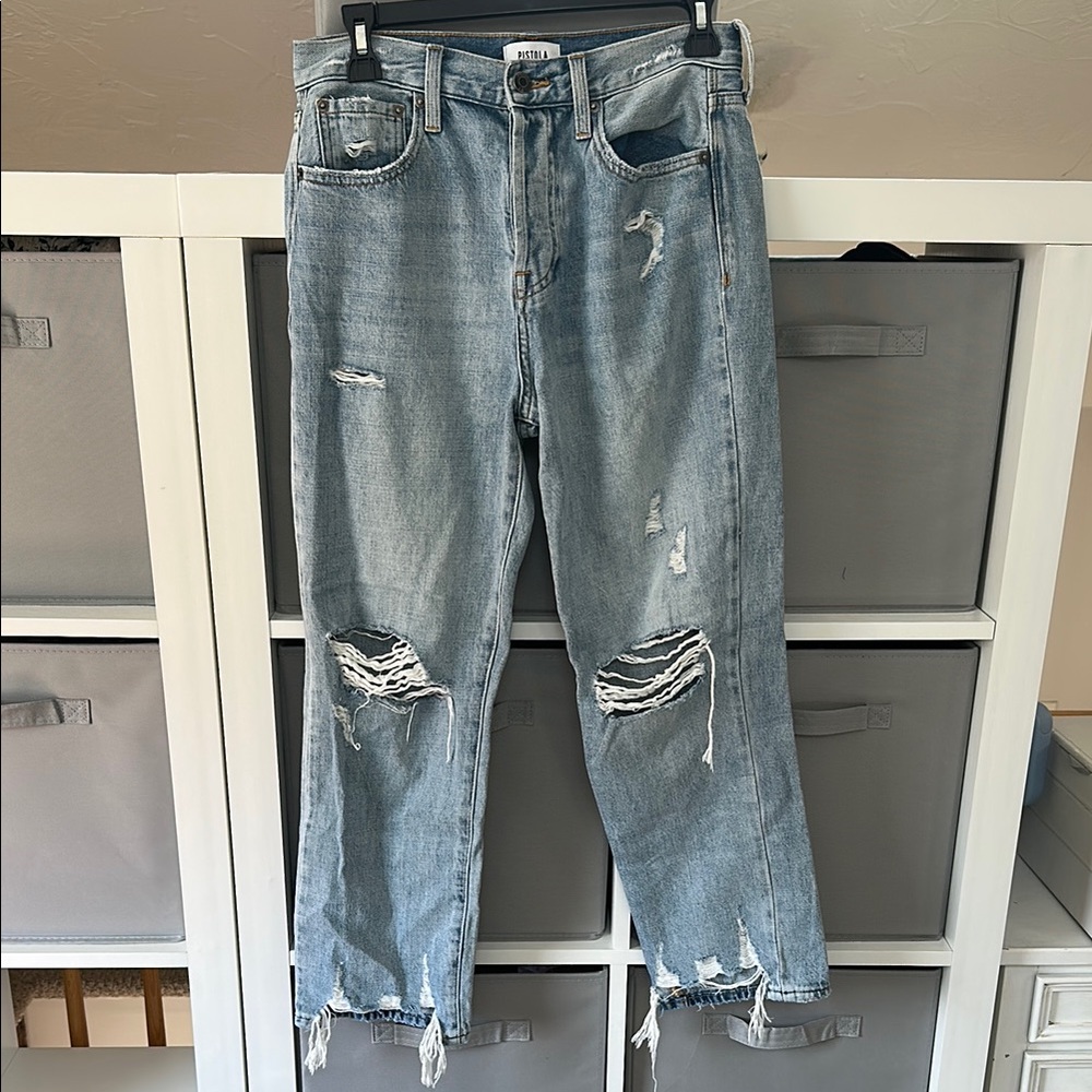 Pistola Distressed Blue Denim Jeans